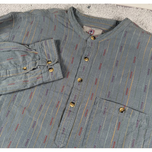 The Territory Ahead Other - The Territory Ahead Henley Shirt Mens XXLT Blue Striped Grandad Collar XXL Tall